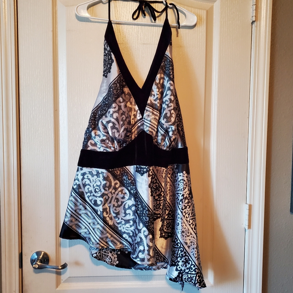 Satin backless adjustable halter top